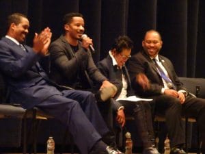 Min.-Christopher-Muhammad-Nate-Parker-Elaine-Brown-Bernard-McCune-panel-Birth-of-a-Nation-screening-McClymonds-HS-111016-by-Wanda-300x225, Nate Parker’s ‘Birth of a Nation’ inspires and empowers Black people, Culture Currents 