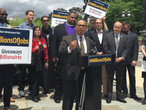Rep.-Keith-Ellison-presents-Dem-MillionsOfJobs-Infrastructure-Plan-052517-web-300x225, Positive impact in African American community is key to Democratic infrastructure jobs plan, News & Views 