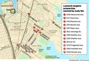 Judy-Wus-Bayview-houses-090116-by-John-Blanchard-SF-Chron-300x206, Will the Planning Commission allow the eviction of vets in the Bayview?, Local News & Views 