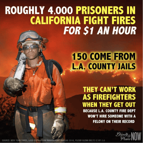 Roughly-4000-prisoners-in-California-fight-fires-for-1-an-hour-poster, No more fire fighting slave labor, News & Views 