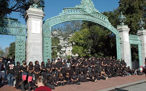 UC-Berkeley-200-Black-students-block-both-sides-of-Sather-Gate-staging-Blackout-111704-by-Bonnie-Powell, The new segregation: Antifa redefines ‘Black Lives Matter’, Local News & Views World News & Views 