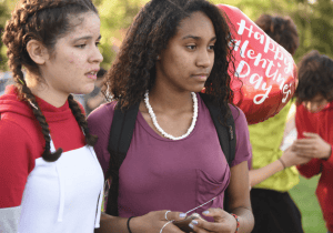 Parkland-Happy-Valentines-Day-balloon-students-white-Black-reflect-021418-by-Michelle-Eve-Sandberg-AFP-300x210, Parkland: If ‘Don’t-mention-his-name’ were Black, News & Views 
