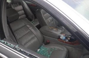 Patrick-Reddics-2001-Toyota-Camry-glass-from-shot-out-windows-in-seats-0217-by-John-Burris-300x197, When the white man who shot up an upscale Oakland neighborhood first shot me, a homeless man, nobody cared; I was the criminal, Local News & Views 