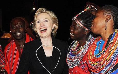 Hillary-Clinton-Kenyas-Masaai-traditional-dancers-080509-by-AFP, Letter to Hillary: In Congo, rape of women results from rape of resources, World News & Views 