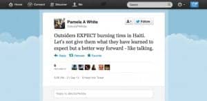 US_Ambassador_to_Haiti_Pamela_White_tweet_2_0921121-300x147, Outsiders EXPECT burning tires in Haiti ... not accurate reporting, World News & Views 