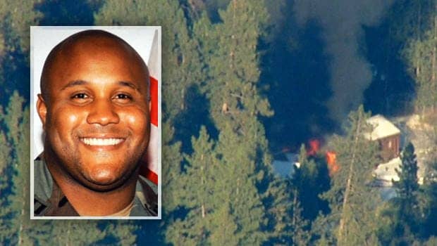 Christopher-Dorner-burning-cabin-021213-by-CBS-News, LAPD was never spooked by Christopher Dorner: Something don’t smell right, News & Views 