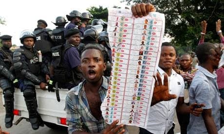 Congo-election-opposition-protests-fraudulent-ballots-Kinshasa-112811-by-Jerome-Delay-AP, South African police arrest Congo rebels, World News & Views 