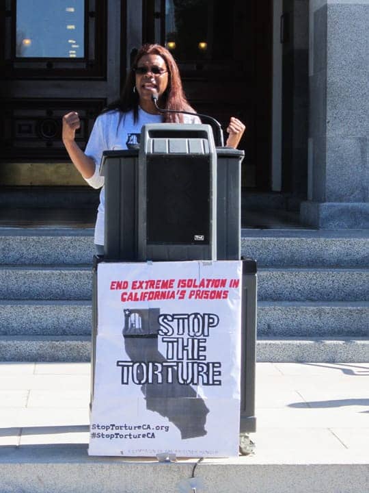 Assembly-hearing-on-SHUs-Daletha-Hayden-speaks-at-rally-022513-by-Denise-Mewbourne-web, Sacramento hearing exposes CDCR’s hidden agenda, Abolition Now! 