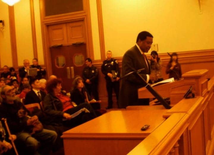 John-Burris-at-SF-Police-Comn-taser-hearing-022311-by-Carol-Harvey, Enough already with tasers for San Francisco police!, Local News & Views 