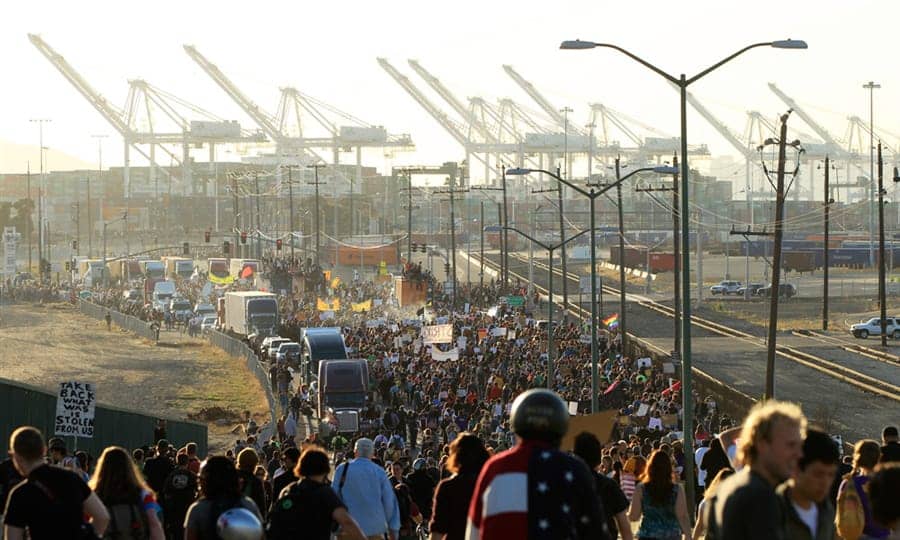 Occupy-Oakland-General-Strike-view-from-Adeline-St.-Bridge-to-Port-of-Oakland-110211, A lil’ bit ‘bout Leo’s legacy …, Culture Currents 