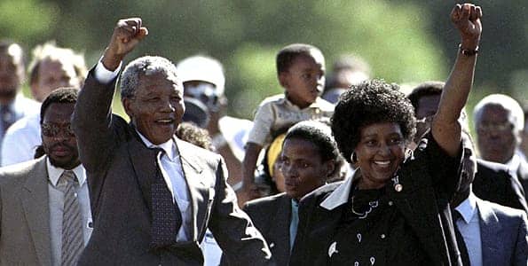 Nelson-Mandela-Winnie-leave-prison-021190-by-Daily-Nation, Brown can release prisoners early without compromising public safety, Abolition Now! 
