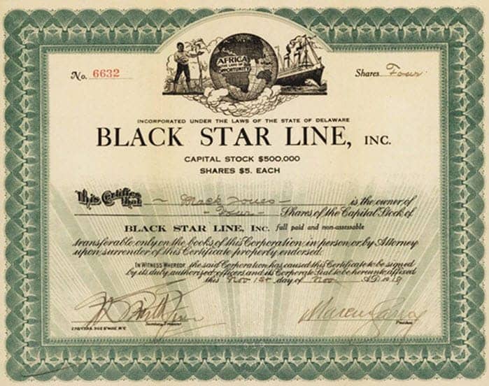 Black-Star-Line-5-share-Marcus-Garvey-signature, House of Lions of Judah celebrates first anniversary at San Quentin with ecumenical Rastafari service, Abolition Now! 