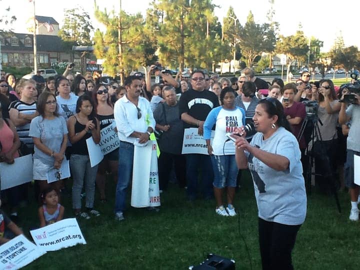 Hunger-strike-support-vigil-Dolores-Canales-speaking-Norwalk-CA-070813, California prisoners challenge solitary confinement with largest hunger strike in state history, Abolition Now! 