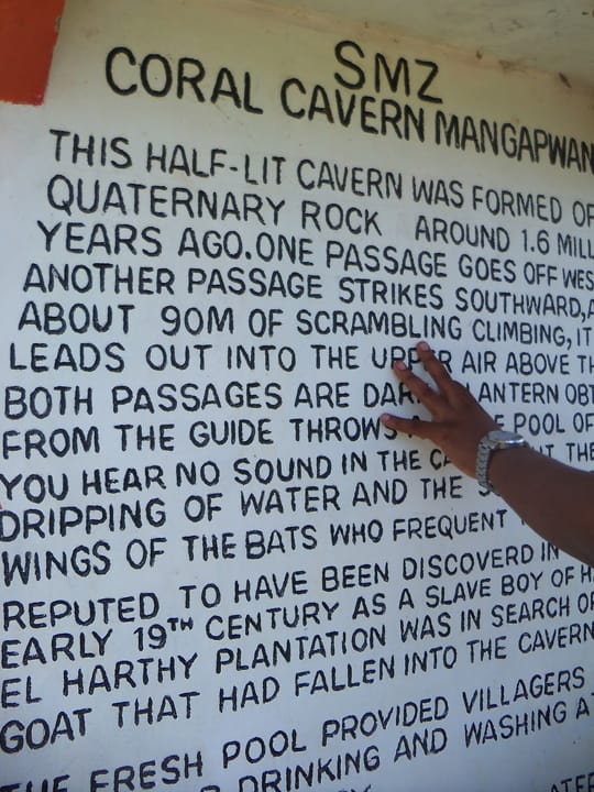 Mangapwani-Slave-Cave-descriptive-memorial-plaque-0713-by-Wanda, Tracing the African slave trade at the Indian Ocean: Mangapwani Beach, World News & Views 