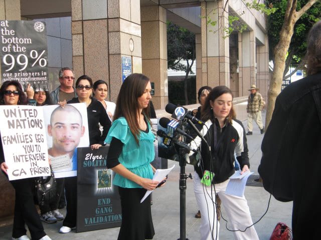 UN-petition-press-conf-Kendra-at-mics-LA-State-Bldg-032012-by-Alma-Espinosa, Urgent request to UN Special Rapporteur on Torture Juan Mendez to visit California hunger strikers, Abolition Now! 