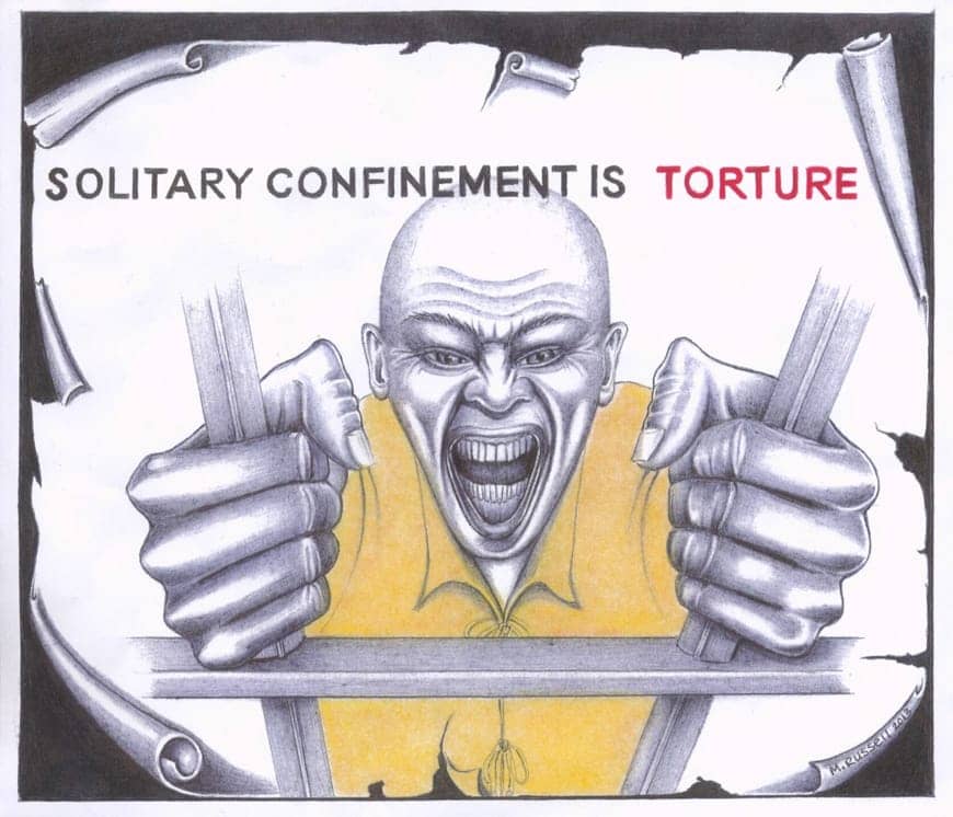 Solitary-Confinement-Is-Torture-091713-by-Michael-D.-Russell-web, Pelican Bay hunger strike reps to legislators and supporters: Tell California Corrections Dept. ‘Torture will not be tolerated here’, Abolition Now! 