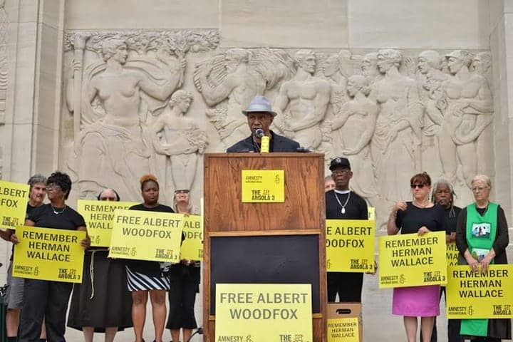 Albert-Woodfox-press-conf-50000-petition-delivery-La.-Capitol-Robert-King-speaking-102113, Winning an end to solitary confinement in the court of public opinion: Hear Robert King of Angola 3 Nov. 8 in SF, Abolition Now! 