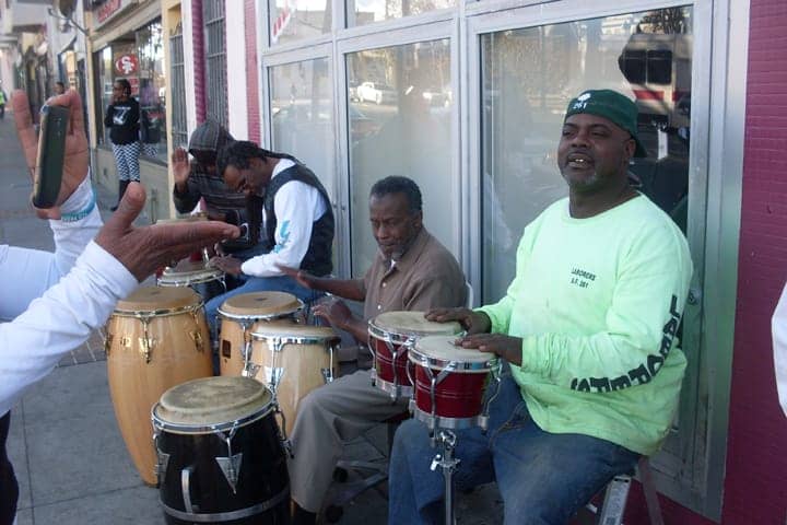 Dollar-Store-Thanksgiving-drummers-Claude-Alonzo-James-Richards-son-112213-by-Lynn-Daniels-Tha-Community-web, Third Street Stroll ..., Culture Currents 