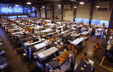 San-Quentin-overcrowding-hundreds-in-gym-2009-by-Eric-Risberg-AP, The too-many prisoners dilemma, Abolition Now! 