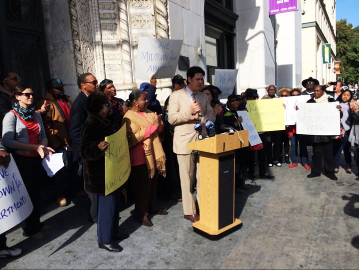 Brightline’s-Joshua-Arce-speaks-Midtown-rent-control-petition-press-conf-020314-web, Brightline joins Midtown residents and ALRP to file the biggest rent control petition in San Francisco history, Local News & Views 