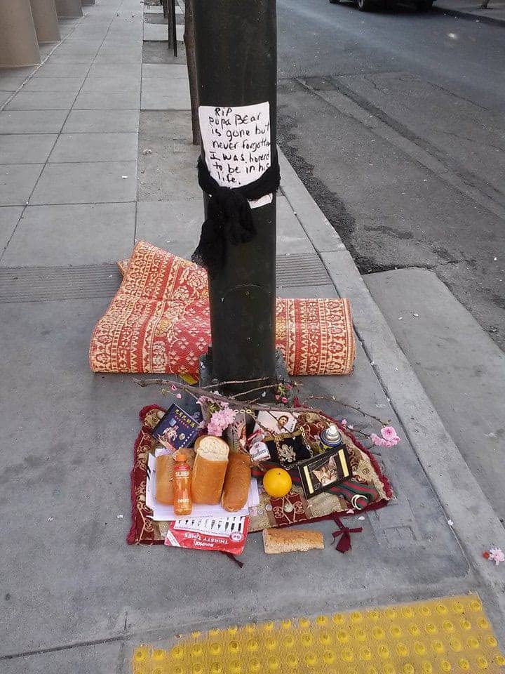 Papa-Bear-altar-0314, Papa Bear’s final report: ‘A lot of people are dying’ on Frisco streets, Local News & Views 