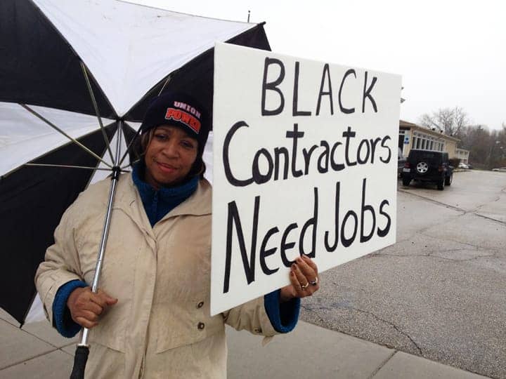 Black-woman-contractor-protests-exclusion-from-Randall-Mall-project-0414-by-American-Center-for-Economic-Equality-web, Joe Debro on racism in construction, Part 4, Local News & Views 