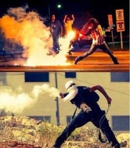 Returning-tear-gas-Ferguson-Gaza-0814-264x300, From Ferguson to Gaza, we charge genocide, World News & Views 
