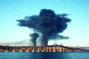 Chevron-Richmond-refinery-fire-bridge-in-foreground-080612-by-Harrison-Chastang-300x199, Richmond residents to Chevron: Get your dirty money out of politics, Local News & Views 