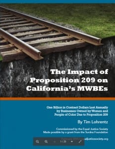 The-Impact-of-Prop-209-on-Calis-MWBEs-report-cover-232x300, One billion in potential contract dollars lost annually by businesses owned by women and people of color due to Proposition 209, News & Views 