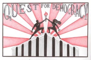 Quest-for-Democracy-logo-art-by-Heshima-web-300x198, Quest for Democracy 2015: Formerly incarcerated people lobby for justice in Sacramento, News & Views 