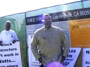 Protest-Black-contractors-cant-work-in-Watts-300x225, 50th anniversary of the Watts Rebellion, a turning point in the struggle for Black liberation, News & Views 