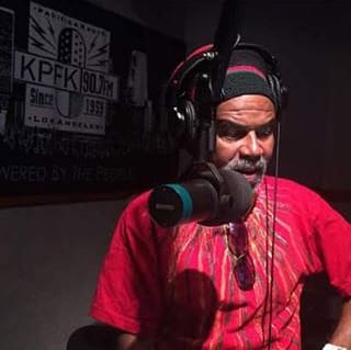 Dedon-Kamathi-on-air-at-KPFK, A-APRP comrade speaks on the work of the late Dedon Kamathi, Culture Currents 