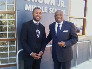 Willie-Brown-founding-principal-Demetrius-Hobbs-at-Willie-Brown-Middle-School-ribbon-cutting-081415-by-Rochelle-300x225, Third Street Stroll ..., Culture Currents 