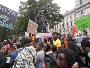 London-Reparations-March-PM-Winston-Churchill-statue-Parliament-Square-080116-by-Jahahara-web-300x225, Reparationists take the power, and da funk, to Parliament in London!, World News & Views 