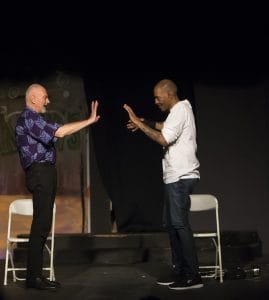 Solitary-Man-Charlie-Hinton-Fred-Johnson-touch-the-visiting-room-glass-to-say-goodbye-at-Black-Rep-042118-by-Malaika-web-269x300, ‘Solitary Man’ play and panel at the Black Rep – pain, survival, resistance, Culture Currents 