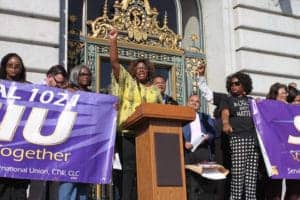 Rally-prior-to-SF-Supervisors-audit-hearing-on-racial-discrimination-in-City-jobs-Phelicia-Jones-speaks-021918-web-300x200, Blacks are fighting back against privatization and systemic racist attacks on San Francisco City workers, Local News & Views 