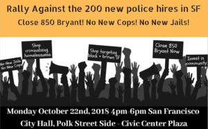 No-new-jails-no-new-cops-poster-for-102218-rally-at-SF-City-Hall-300x186, SF County Jail future debated as prisoners face sewage floods, roof leaking on beds, lost property, cold food, Behind Enemy Lines 