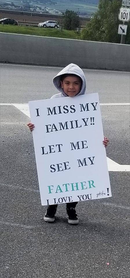 I-miss-my-family-Let-me-see-my-father-I-love-you-Papa’-small-child-protests-prison-lockdown-0219, End the gladiator fights! End the separation of families and of fathers from their children!, Behind Enemy Lines 