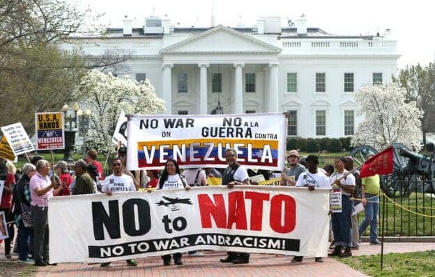 No-to-NATO-No-War-on-Venezuela-rally-outside-White-House-as-NATO-meets-in-DC-040419, Greens say ‘No to NATO’ while war parties give standing ovations to NATO, News & Views 