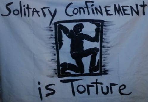 Solitary-confinement-is-torture-banner-by-Illinois-Coalition-Against-Torture-ICAT-0414, Alabama prison hunger strike spreads to Limestone Correctional Facility, Abolition Now! 
