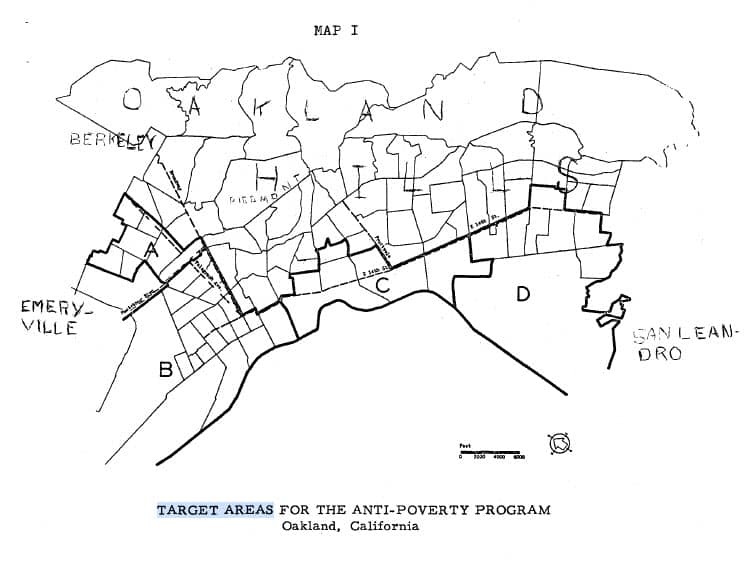 Joe-Debro-on-racism-in-construction-Map-I-Target-Areas-for-the-Anti-Poverty-Program-Oakland-California, Joe Debro on racism in construction, Part 20, Local News & Views 