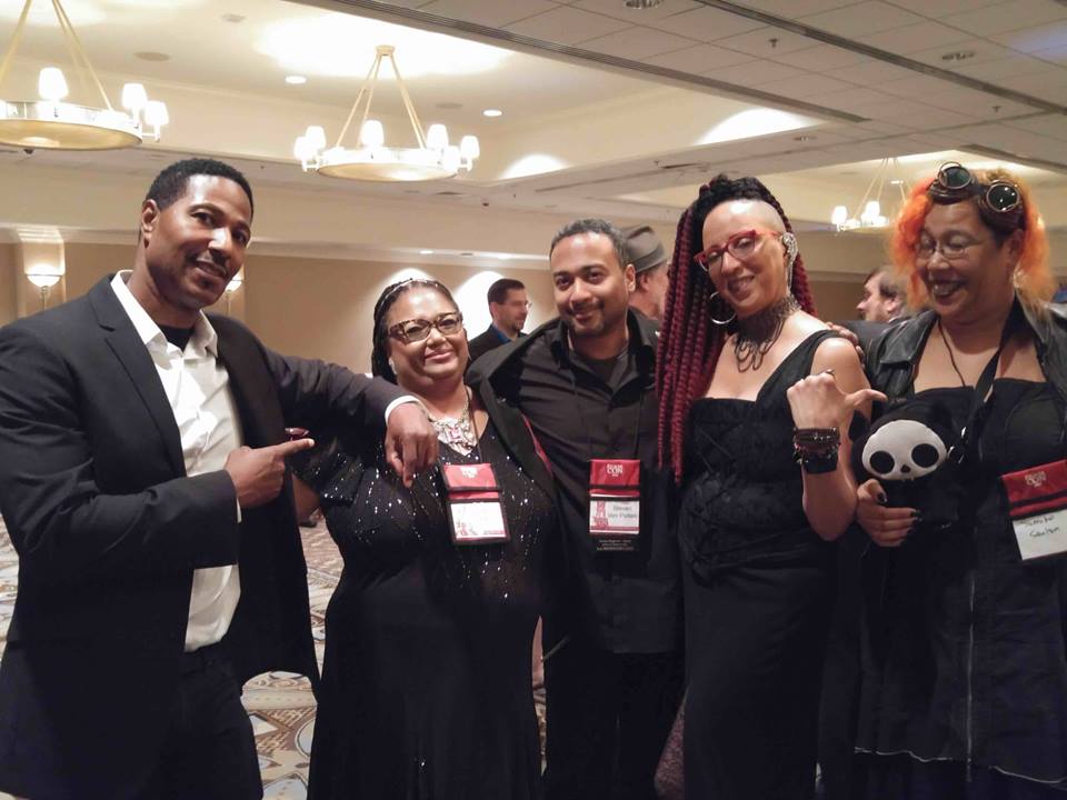 Ace-Antonio-Hall-Suzanne-Paul-Steven-Van-Patten-Linda-Addison-Sumiko-Saulson-at-2016-StokerCon-HWA-after-party, #StokersSoWhite: 2016 Horror Writers’ Association boycott, Culture Currents 