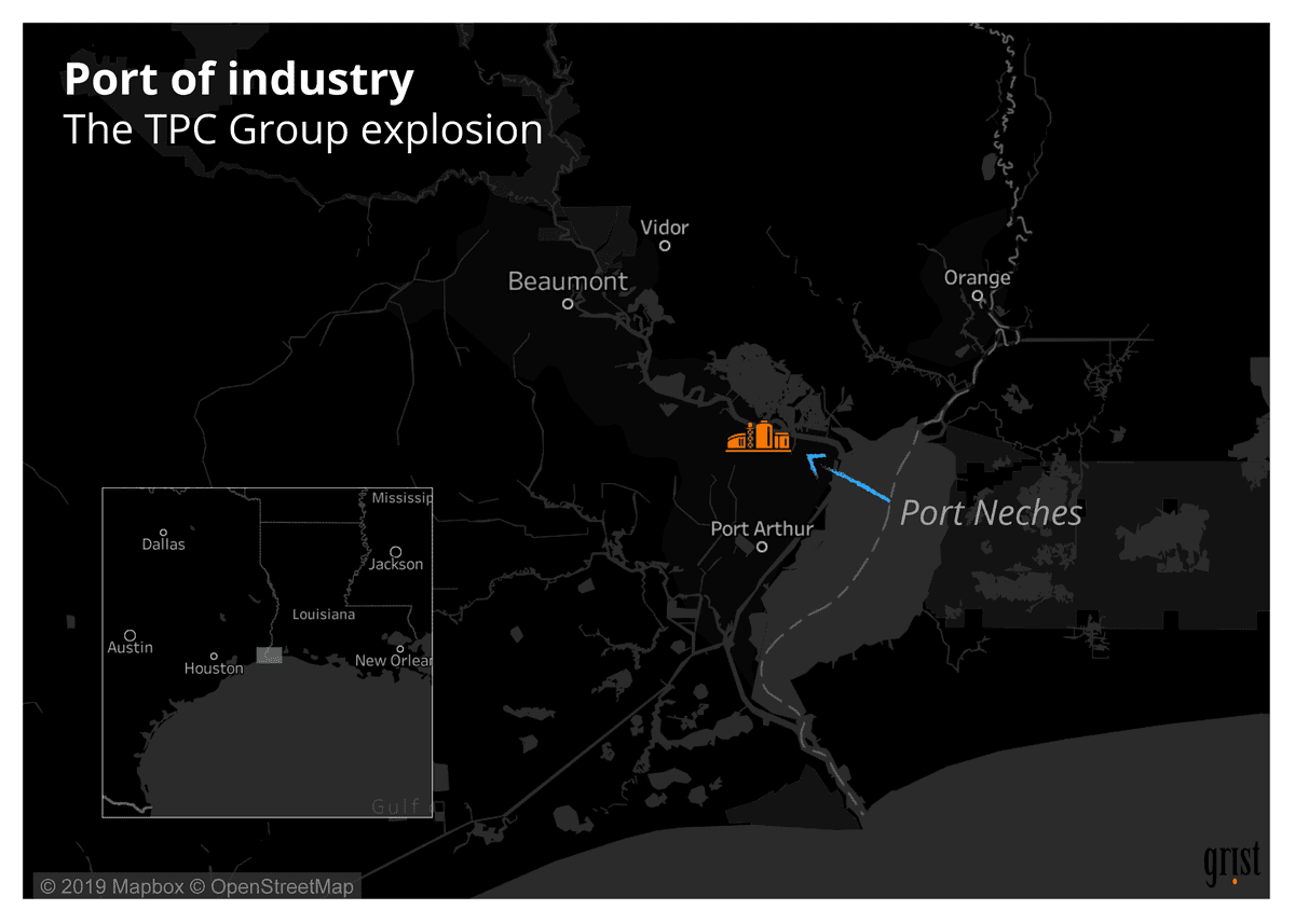 Port-of-industry-The-TPC-Group-explosion-map-shows-16-mile-proximity-to-Beaumont-by-Clayton-Aldern-Grist, Comrade Malik: Environmental disasters in Texas are not a hoax, Abolition Now! Featured 