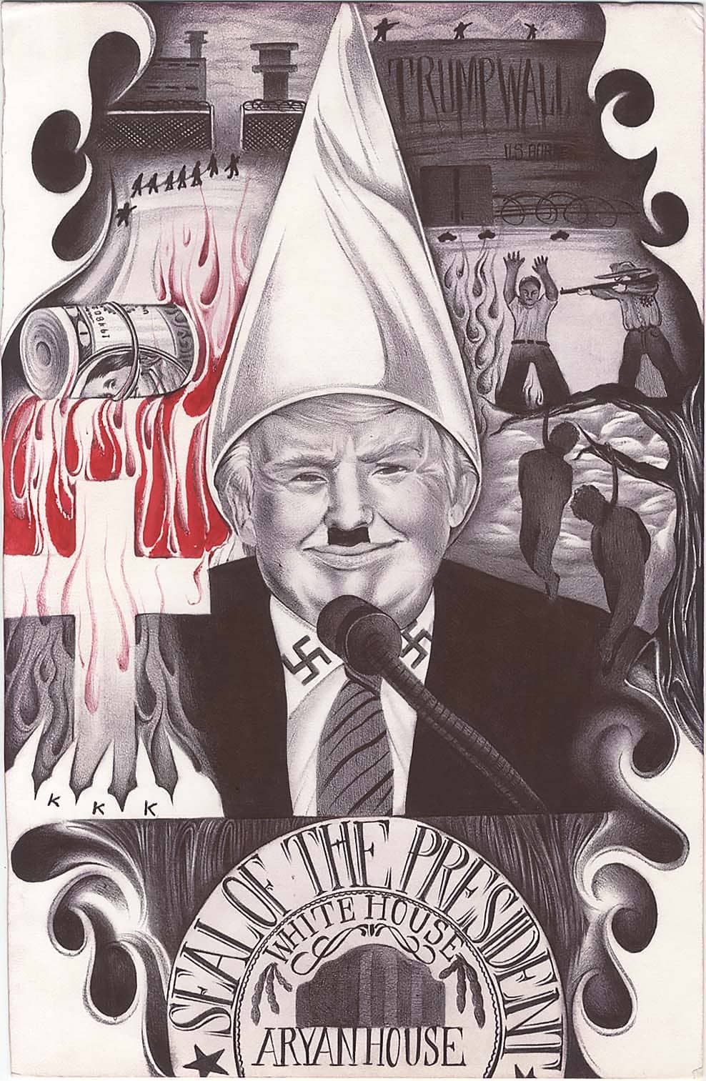 KKK-House-Trump-art-by-Xinachtli-aka-Alvaro-Luna-Hernandez-2016-via-Twitch, Sen. Mitch McConnell rigs the process and games the system, News & Views 