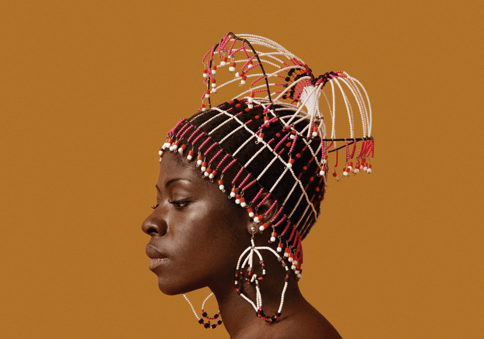 Sikolo-Brathwaite-in-headpiece-by-Carolee-Prince-African-Jazz-Art-Society-Studios-AJASS-in-Harlem-ca1968-in-Kwame-Brathwaite-Black-Is-Beautiful-0220-at-MoAD, ‘Black Is Beautiful: The Photography of Kwame Brathwaite,’ closing March 1, Culture Currents 