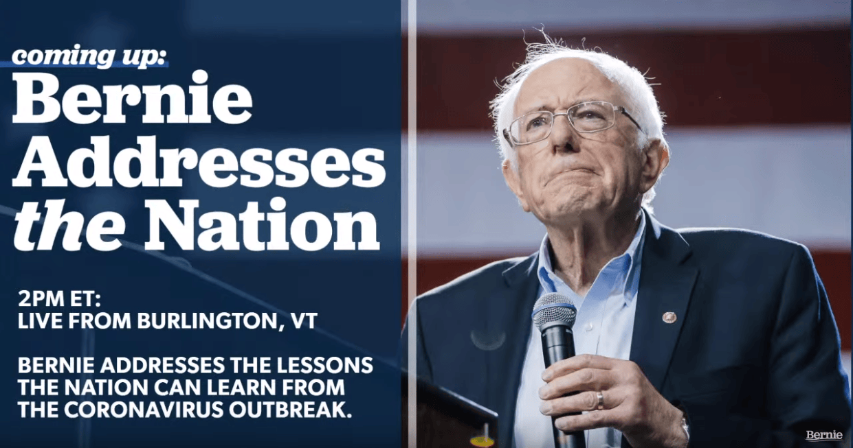 Bernie-Addresses-the-Nation-coronavirus-pandemic-response-plan-speech-meme, Here’s how a real president handles a crisis: Bernie Sanders’ pandemic response plan, News & Views 