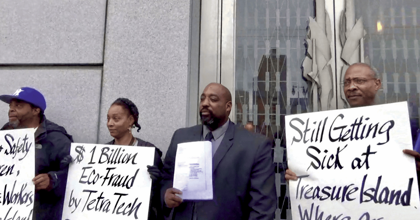 Former-Treasure-Island-residents-plaintiffs-Arlando-Arnold-Felita-Sample-Andre-Patterson-w-attorney-Stanley-Goff-press-conf-at-SF-Superior-Court-012120-by-Carol-Harvey-1, Treasure Island: ‘Everybody who put us out there should be in jail for murder and attempted murder’, Local News & Views 