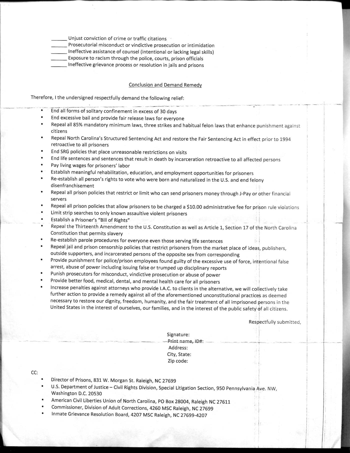 Grievance-to-US-DOJ-Civil-Rights-Division-by-North-Carolina-prisoners-led-by-Joseph-Shinewhite-Stewart-0220-2-1400x1812, North Carolina prisoners plan grievance submission to US DOJ on May 7, invite others to join them, Abolition Now! 