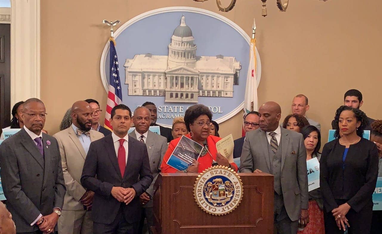 Repeal-Prop-209-Assemblymember-Shirley-Weber-D-San-Diego-shows-impact-reports-at-press-conf-w-legislators-advocates-students-031020-at-Capitol-by-CBM, Black Caucus introduces bill to overturn Prop 209, Local News & Views 