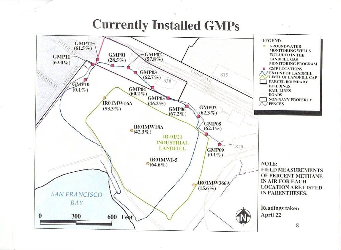 Hunters-Point-Shipyard-Groundwater-Monitoring-Well-GMP-03-detects-methane-62.7-Bldg-830-042202, The landfill in our bodies, Local News & Views 